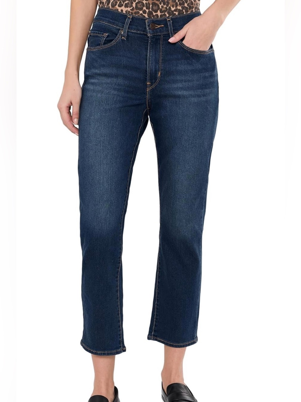 Levi's 724 High Rise Straight Crop Dark Indigo Jeans size 32